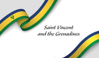 Curved ribbon with fllag of Saint Vincent and the Grenadines on white background vector