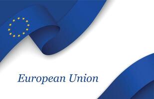 Ribbon with fllag of European Union on white background vector