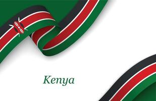 Ribbon with fllag of Kenya on white background vector