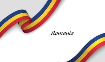 Ribbon with fllag of Romania on white background vector