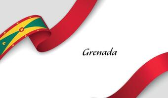 Curved ribbon with fllag of Grenada on white background vector