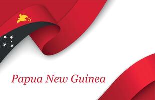 Ribbon with fllag of Papua New Guinea on white background vector