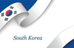 Ribbon with fllag of South Korea on white background vector