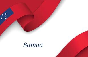 Ribbon with fllag of Samoa on white background vector