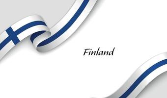 Ribbon with fllag of Finland on white background vector