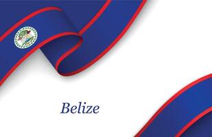 Ribbon with fllag of Belize on white background vector