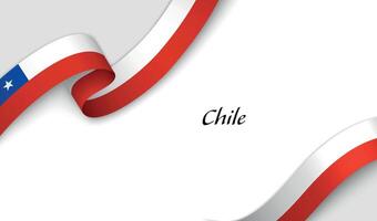 Curved ribbon with fllag of Chile on white background vector