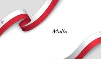 Ribbon with fllag of Malta on white background vector