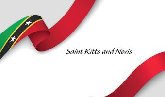 Curved ribbon with fllag of Saint Kitts and Nevis on white background vector