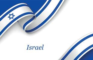 Ribbon with fllag of Israel on white background vector