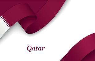Ribbon with fllag of Qatar on white background vector