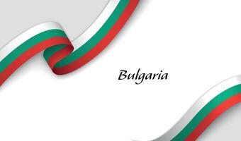 Ribbon with fllag of Bulgaria on white background vector