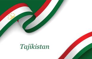 Ribbon with fllag of Tajikistan on white background vector