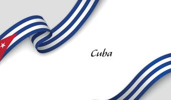 Curved ribbon with fllag of Cuba on white background vector