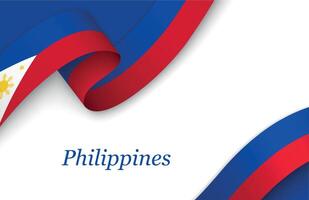 Ribbon with fllag of Philippines on white background vector