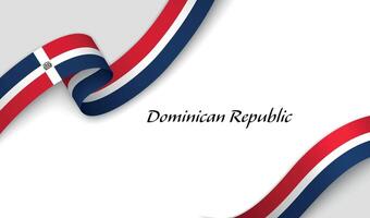 Curved ribbon with fllag of Dominican Republic on white background vector