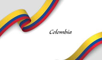 Curved ribbon with fllag of Colombia on white background vector