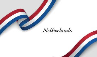 Ribbon with fllag of Netherlands on white background vector