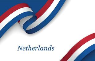 Ribbon with fllag of Netherlands on white background vector