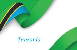 Ribbon with fllag of Tanzania on white background vector