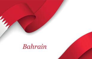 Ribbon with fllag of Bahrain on white background vector