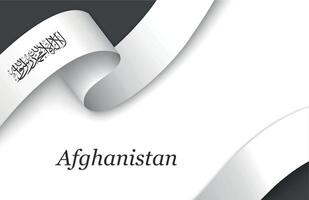 Ribbon with fllag of Afghanistan on white background vector