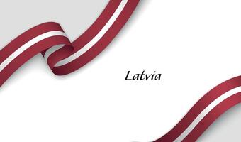Ribbon with fllag of Latvia on white background vector