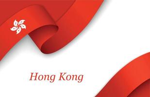 Ribbon with fllag of Hong Kong on white background vector