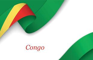Ribbon with fllag of Congo on white background vector