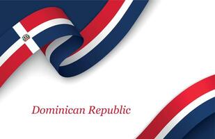 Ribbon with fllag of Dominican Republic on white background vector
