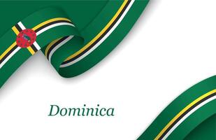 Ribbon with fllag of Dominica on white background vector