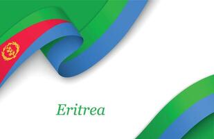 Ribbon with fllag of Eritrea on white background vector