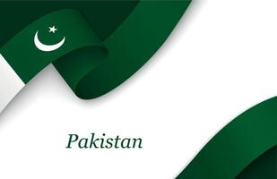 Ribbon with fllag of Pakistan on white background vector