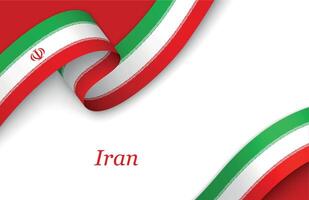 Ribbon with fllag of Iran on white background vector