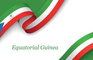 Ribbon with fllag of Equatorial Guinea on white background vector