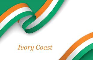 Ribbon with fllag of Ivory Coast on white background vector