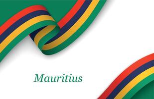 Ribbon with fllag of Mauritius on white background vector