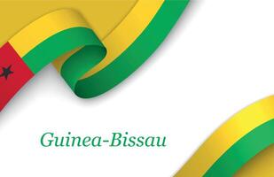 Ribbon with fllag of Guinea-Bissau on white background vector