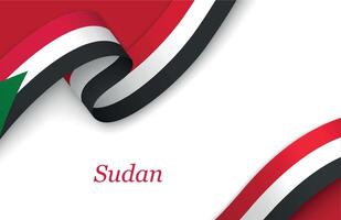 Ribbon with fllag of Sudan on white background vector