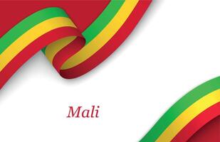 Ribbon with fllag of Mali on white background vector