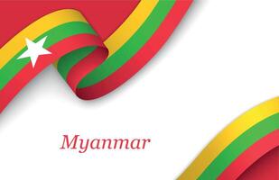 Ribbon with fllag of Myanmar on white background vector