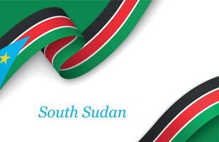Ribbon with fllag of South Sudan on white background vector