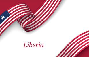 Ribbon with fllag of Liberia on white background vector