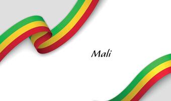 Curved ribbon with fllag of Mali on white background vector
