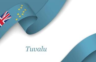 Ribbon with fllag of Tuvalu on white background vector