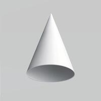 Floating White Cone on Light Gray Background vector