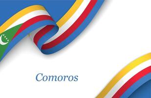 Ribbon with fllag of Comoros on white background vector
