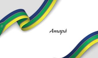 Curved ribbon with fllag of Amapa is a state of Brazil on white background vector