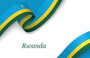 Ribbon with fllag of Rwanda on white background vector