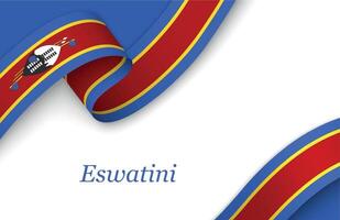 Ribbon with fllag of Eswatini on white background vector